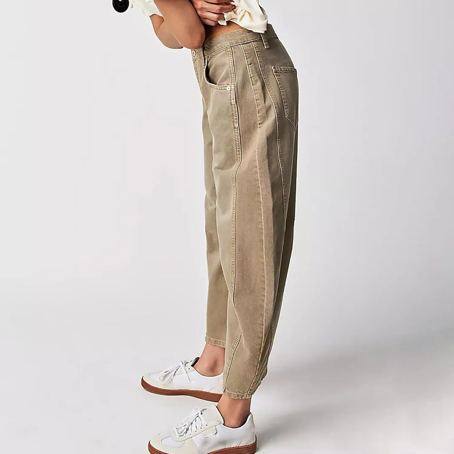 Women Linen Blend Summer Loose Flowy Palazzo Pants Elastic Waisted Bootcut Slim-Fit Palazzo Pants Travel