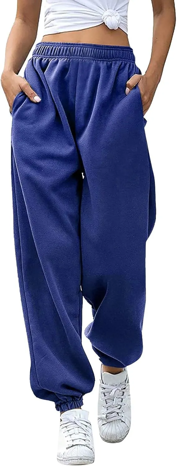 Women Linen Blend Summer Y2K Fashion Pant Trousers Elastic Waist Baggy Stretchy Loose Fit Pant Trousers Office