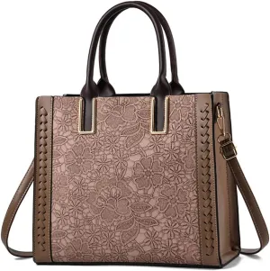 Women Retro Handbag Large Leather Tote Bag Ladies Top Handle Satchel Purse Fashion Crossbody Bag with Zipper (Black)