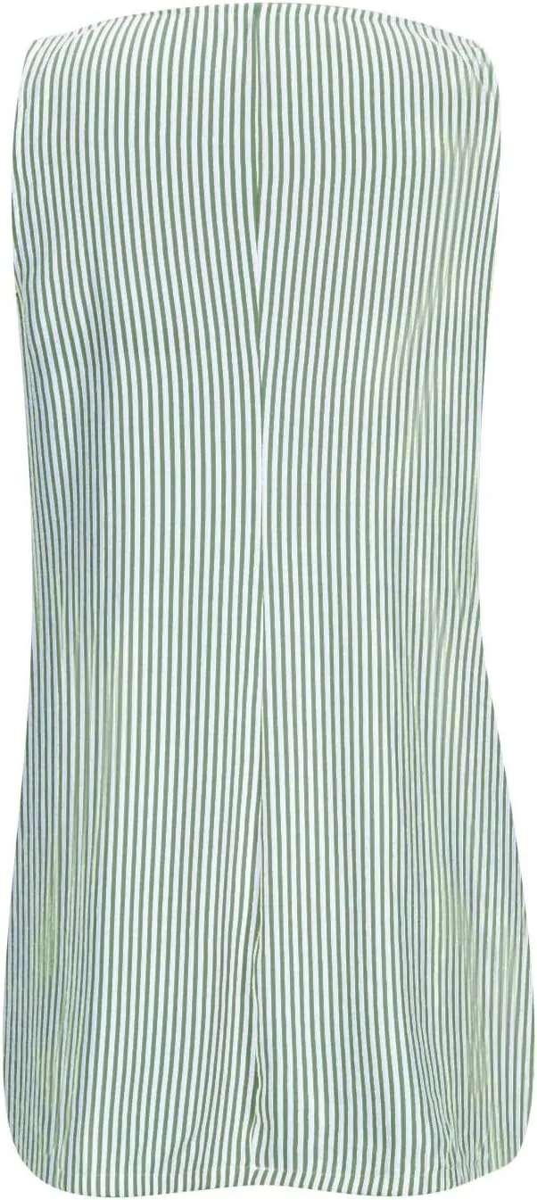 Women Summer Dresses Striped Loose Athletic Dress Sleeveeless Round Neck Hot Shot Mini Dress with Pockets