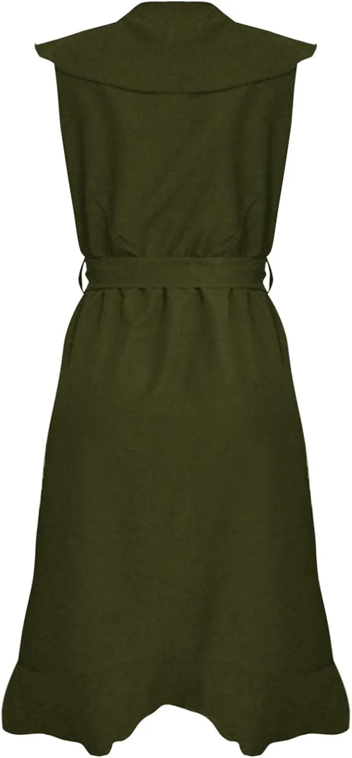 Women's 2025 Summer Wrap Midi Dress Casual Boho Deep V Neck Short Sleeve Ruffle Hem Split Beach Elegance Long Dresses