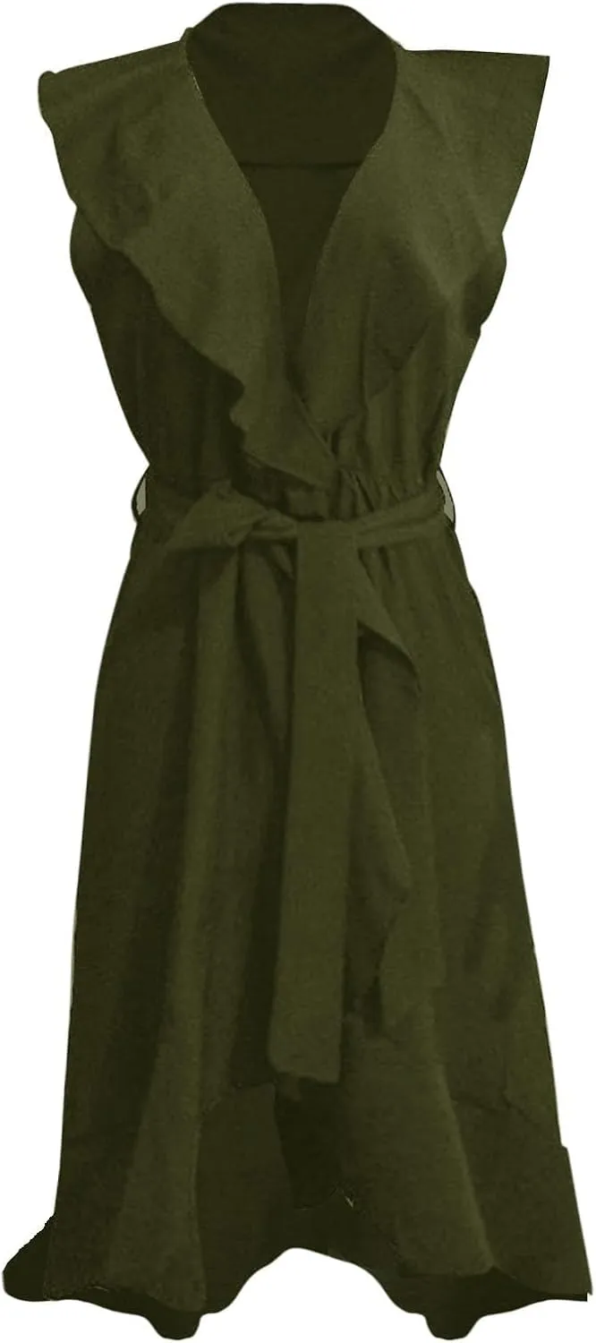 Women's 2025 Summer Wrap Midi Dress Casual Boho Deep V Neck Short Sleeve Ruffle Hem Split Beach Elegance Long Dresses