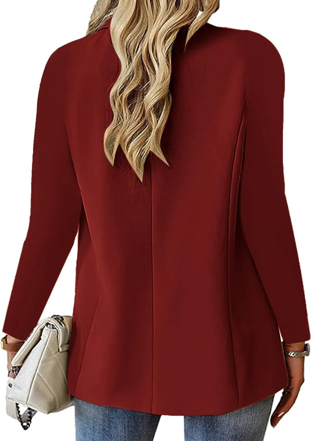 Women's Blazer Open Front Casual Bussiness Blazers Notch Collar Long Sleeve Lapel Jacket Work Office Suit Jackets
