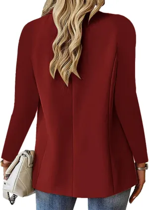 Women's Blazer Open Front Casual Bussiness Blazers Notch Collar Long Sleeve Lapel Jacket Work Office Suit Jackets