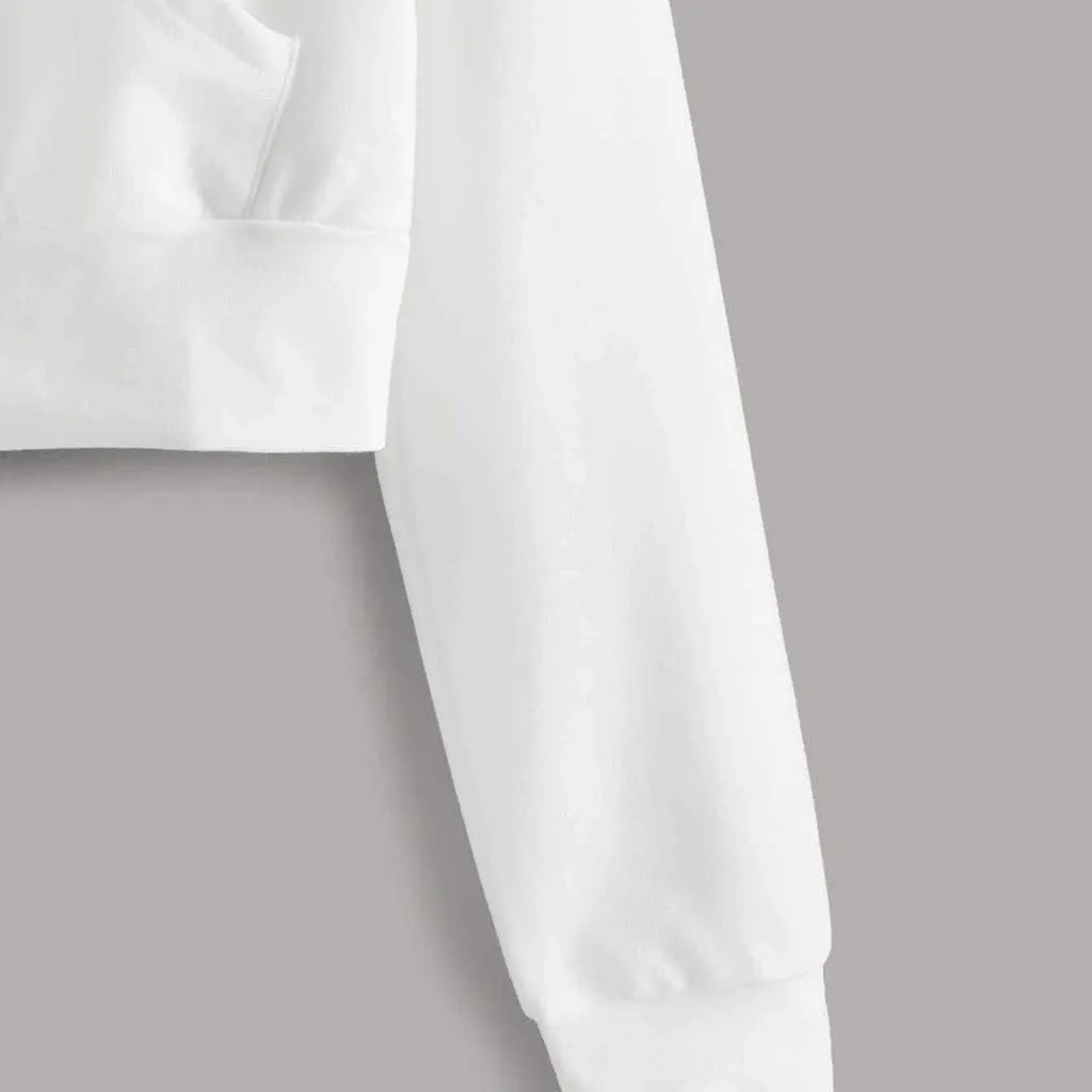 Women's Casual Drawstring Zip Up Hoodies Cute Workout Long Sleeve Crop Tops Trendy Lightweight Pockets Sweatshirts