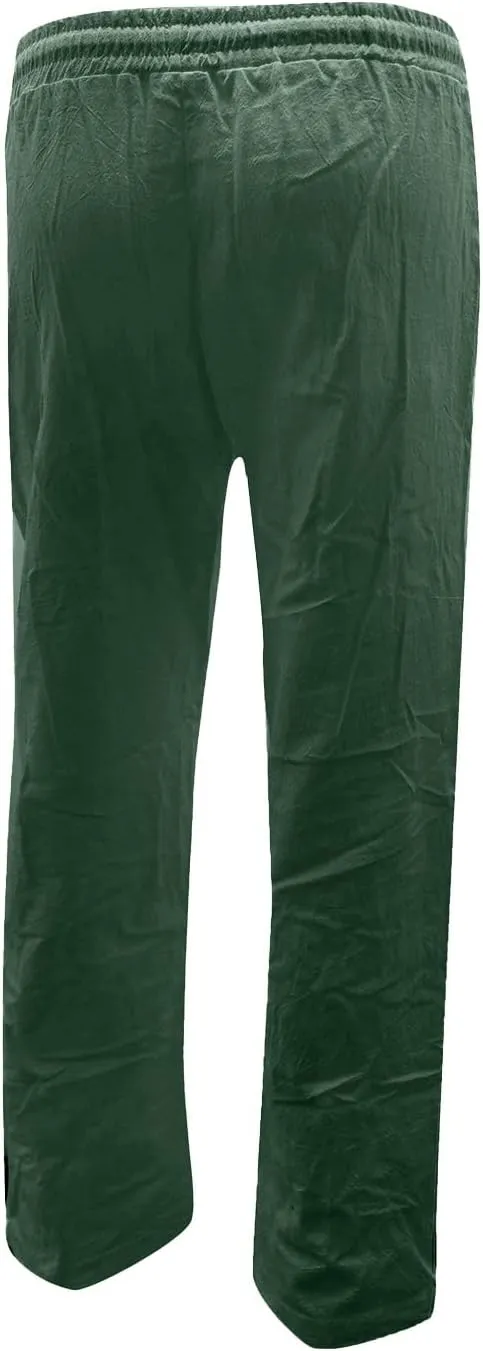 Women's Casual Tapered Pants Drawstring Elastic Waist,Comfortable Linen Trousers with Pockets, Wide-Leg Lounge Pants