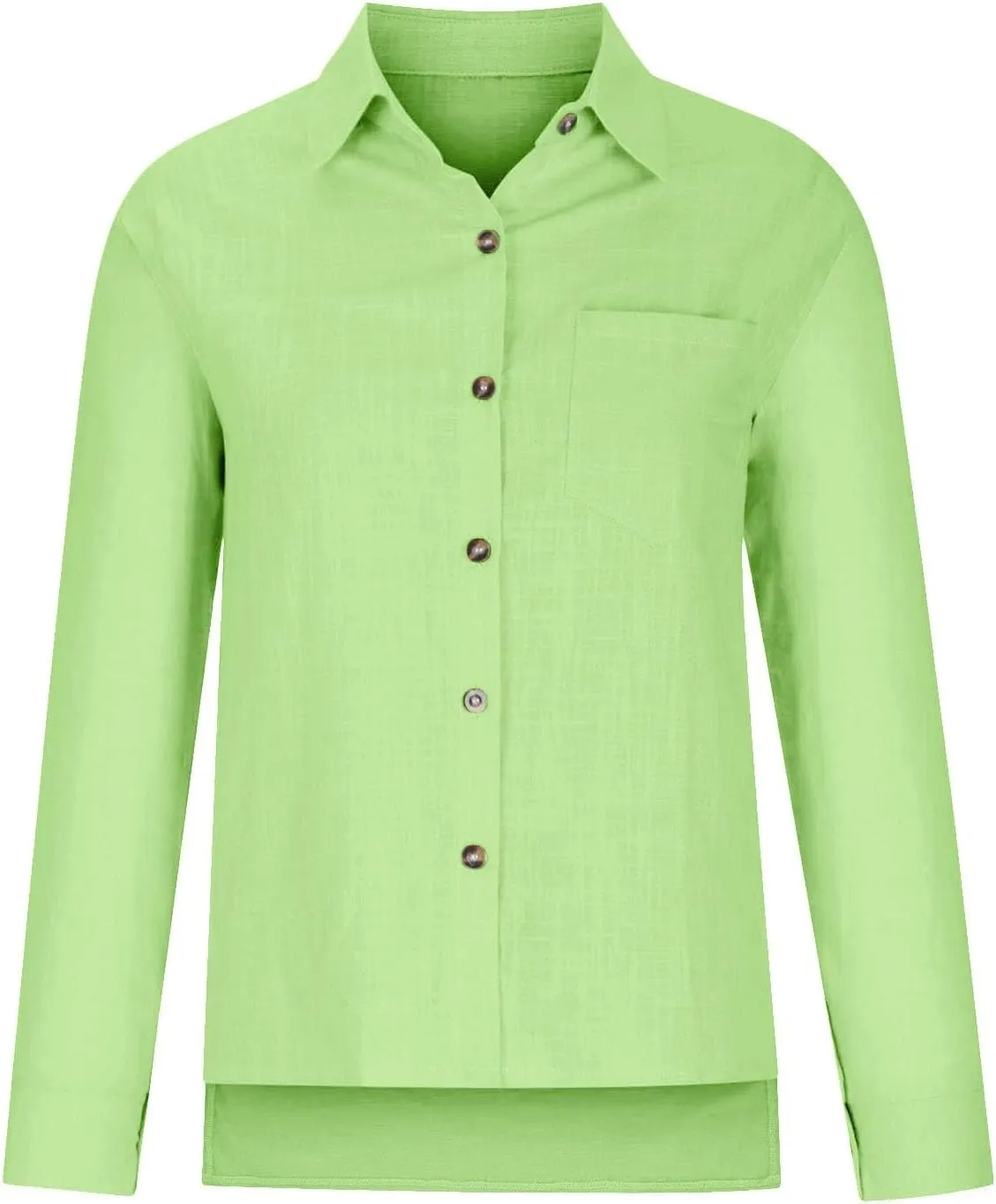 Womens Cotton Linen Shirt 2025 Spring Boyfriend Long Sleeve Solid Color Blouses Loose Work Tops with Pockets