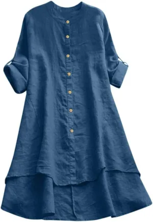 Women's Ethnic Embroidered Floral Shirt Collar Button Summer Loose Short Sleeved Blouse Cotton Linen Tops