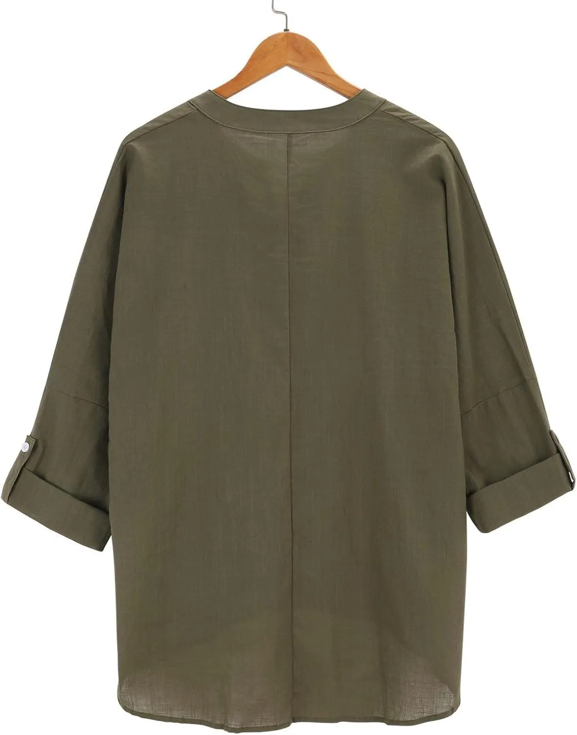 Women's Ethnic Embroidered Floral Shirt Collar Button Summer Loose Short Sleeved Blouse Cotton Linen Tops