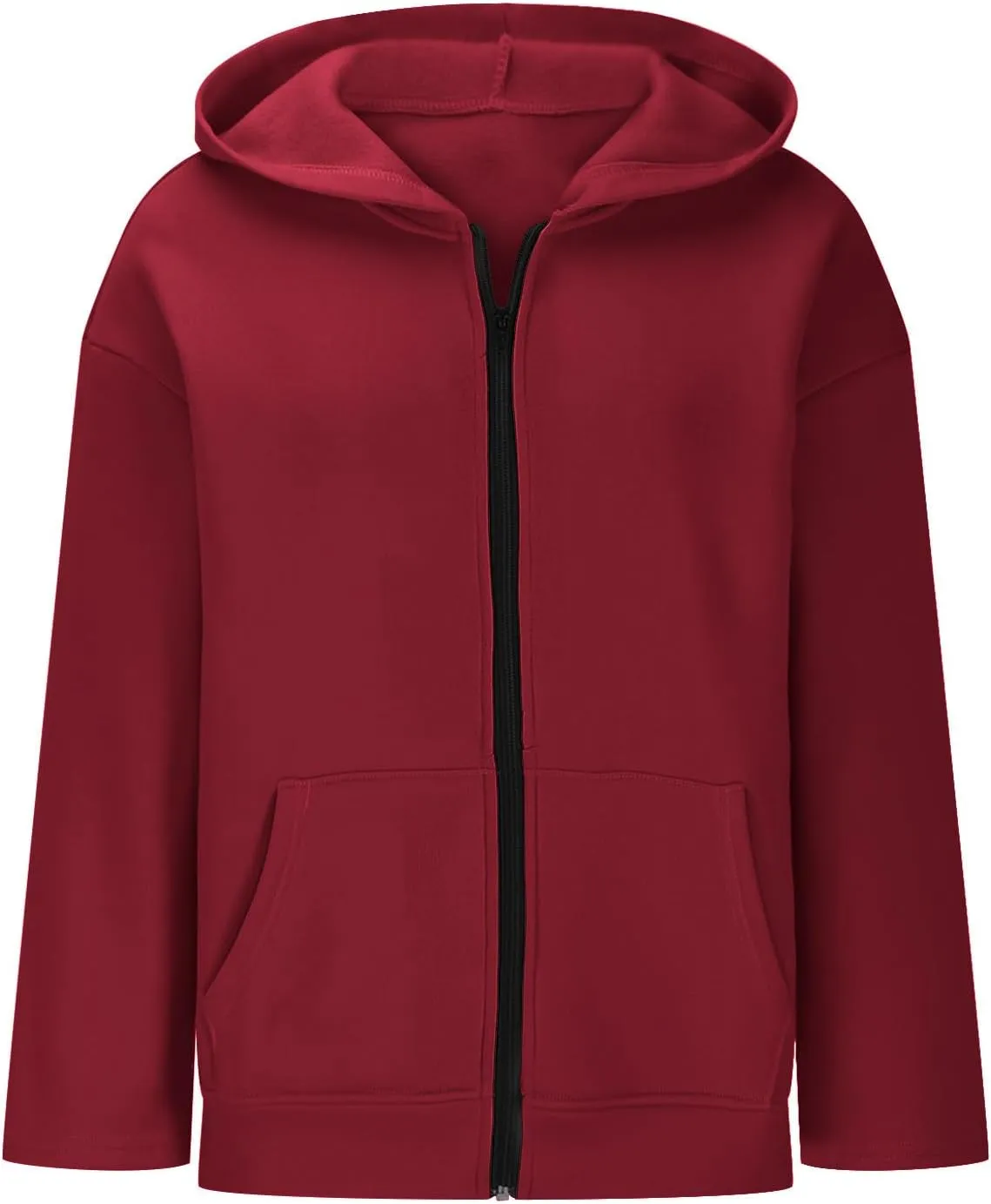 Womens Fall Hoodies Pullover Full Zip Up Jacket Casual Long Sleeve Hooded Sweatshirt with Pockets Fall Oversized Tops