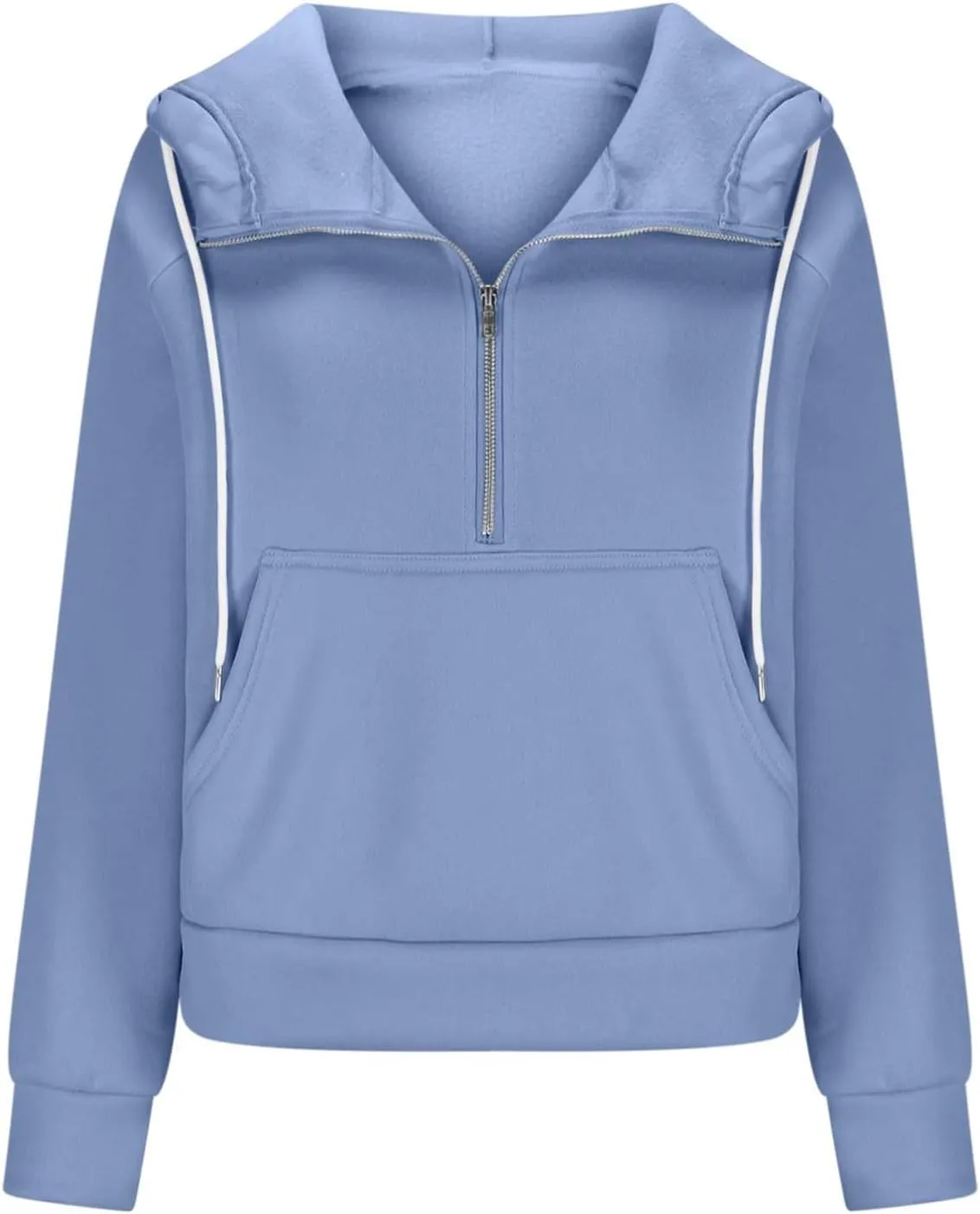 Womens Half Zip Up Hoodies Trendy Cropped Long Sleeve Loose Hooded Pullover Sweatshirt Fall y2k Outfits Clothes