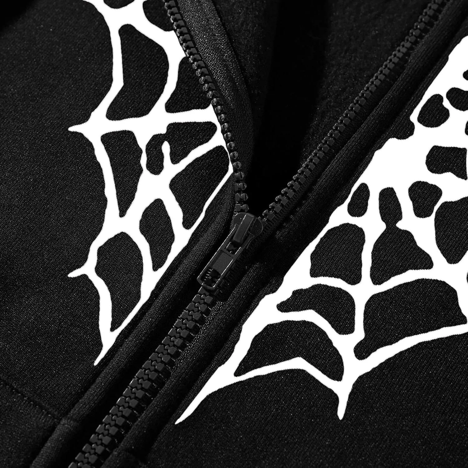 Women's Halloween Zip Up Hoodie Funny Spider Net Graphic Y2K Oversized Sweatshirt Goth Punk Jackets Streetwear