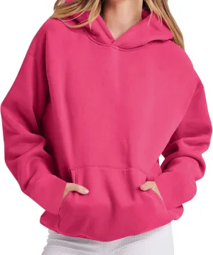 Womens Hoodie 2024 Oversized Sweatshirt Fleece Soft Hoodie Sweatshirts Solid Color Long Sleeve Pullover Top With Pocket