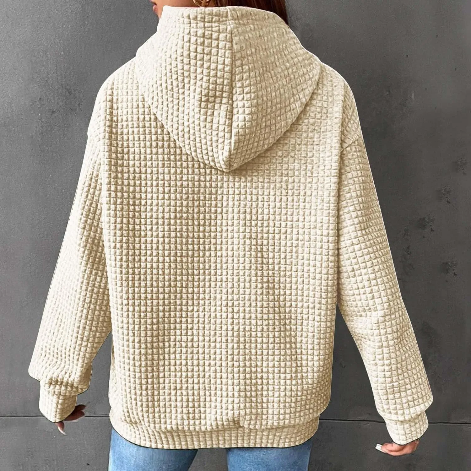 Womens Hoodies Pullover Long Sleeve Oversized Sweatshirt Fall Outfits Drawstring Hooded Sweatshirts with Pocket