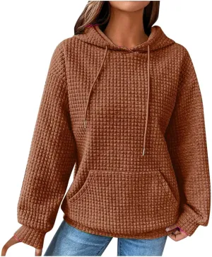 Womens Hoodies Pullover Long Sleeve Oversized Sweatshirt Fall Outfits Drawstring Hooded Sweatshirts with Pocket