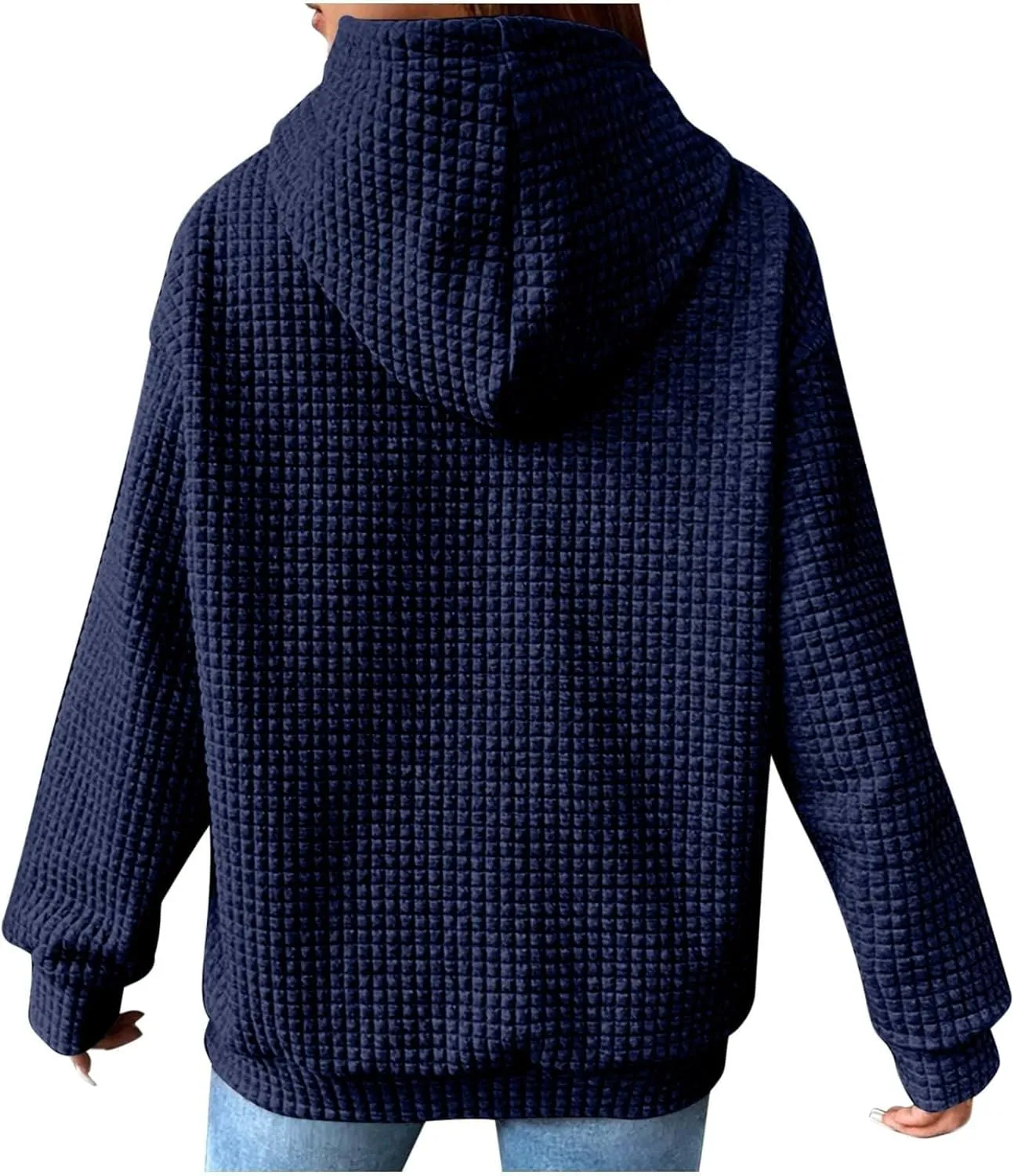 Womens Hoodies Pullover Long Sleeve Oversized Sweatshirt Fall Outfits Drawstring Hooded Sweatshirts with Pocket