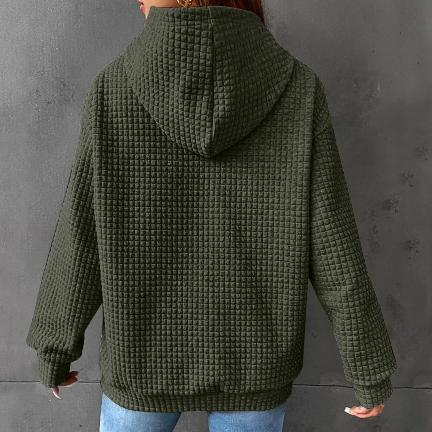 Womens Hoodies Pullover Long Sleeve Oversized Sweatshirt Fall Outfits Drawstring Hooded Sweatshirts with Pocket