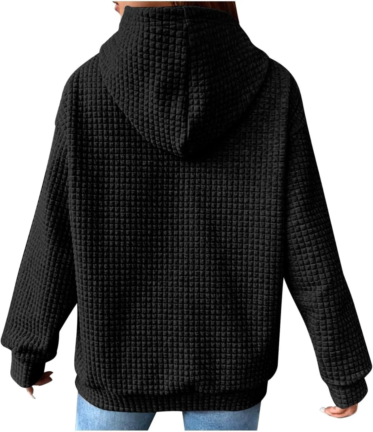 Womens Hoodies Pullover Long Sleeve Oversized Sweatshirt Fall Outfits Drawstring Hooded Sweatshirts with Pocket