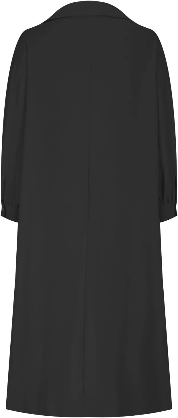 Women's Lapel Collar V Neck Shirts High Low Irregular Hem Top Button Front Shirt Long Sleeve Tshirt Loose Fit Blouses