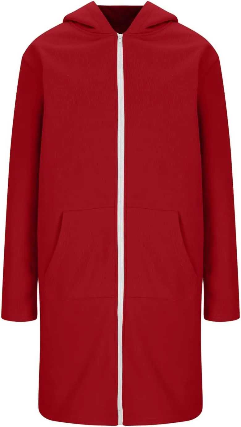 Womens Long Length Zip Up Hoodies Lightweight Fleece Jacket Oversized Tunic Sweatshirt Fashion Fall Zipper Hoodie