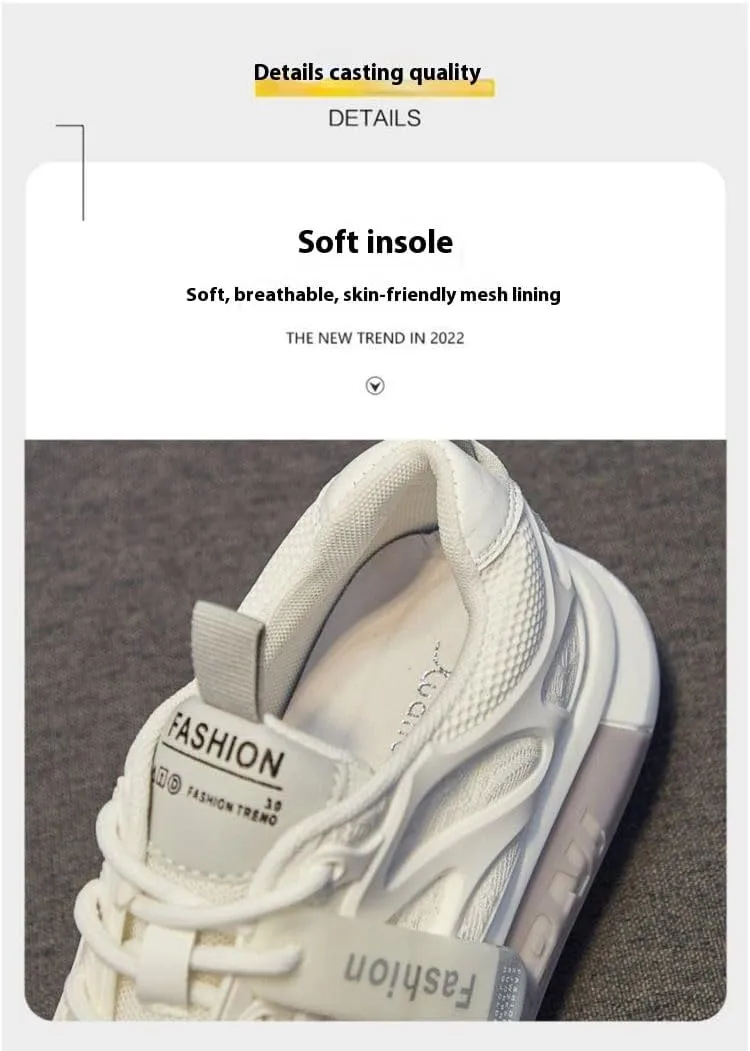 Womens Non-Slip Sports Shoe Color-Blocked Mesh Breathable Running Shoes Lightweight Thick Soft Sole Sneakers
