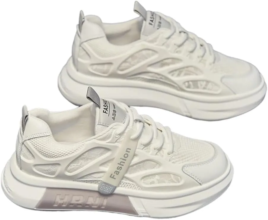 Womens Non-Slip Sports Shoe Color-Blocked Mesh Breathable Running Shoes Lightweight Thick Soft Sole Sneakers