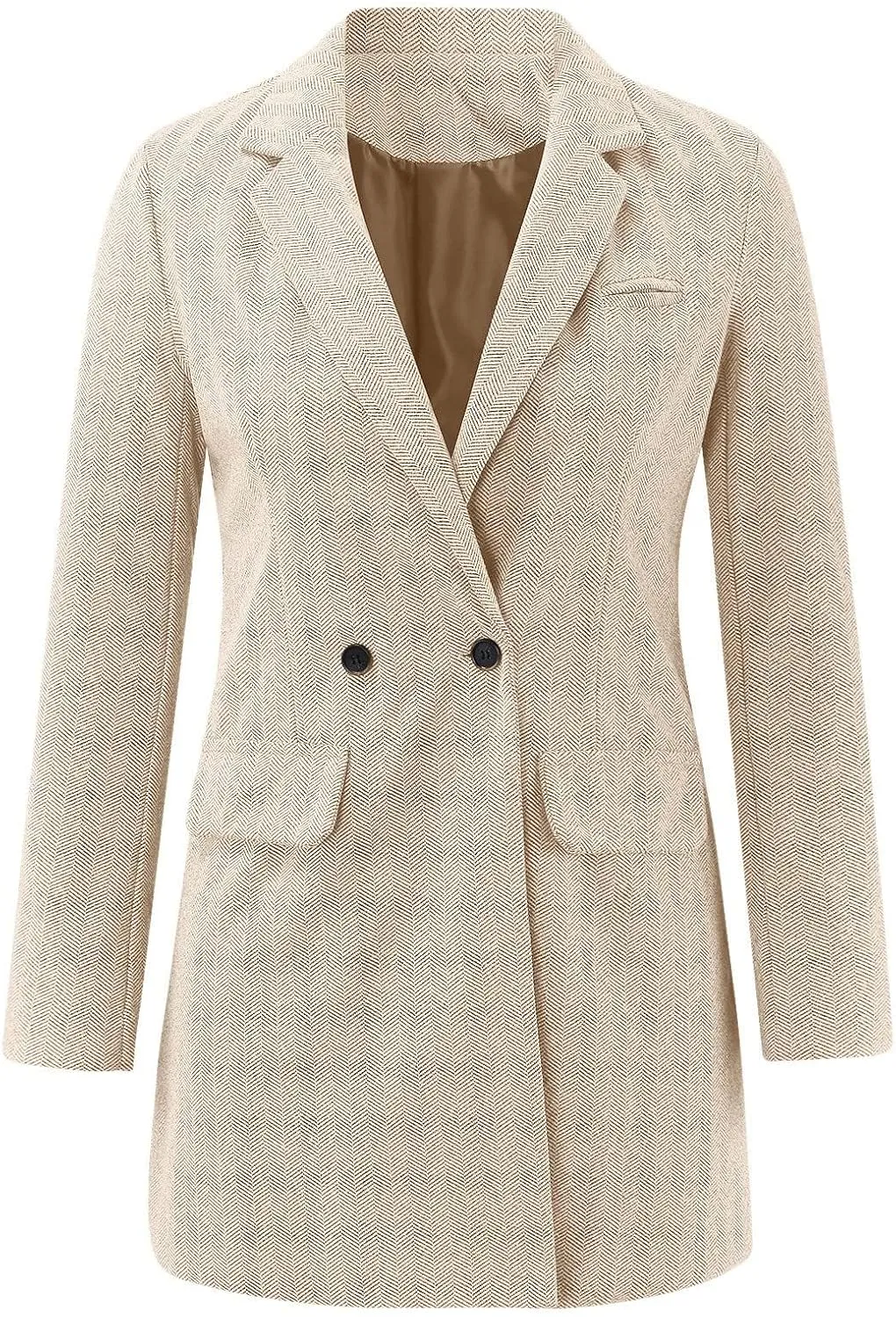Women's Notch Lapel Double Breasted Trench Coat Peacoat Winter Casual Long Blazer Jacket Overcoat