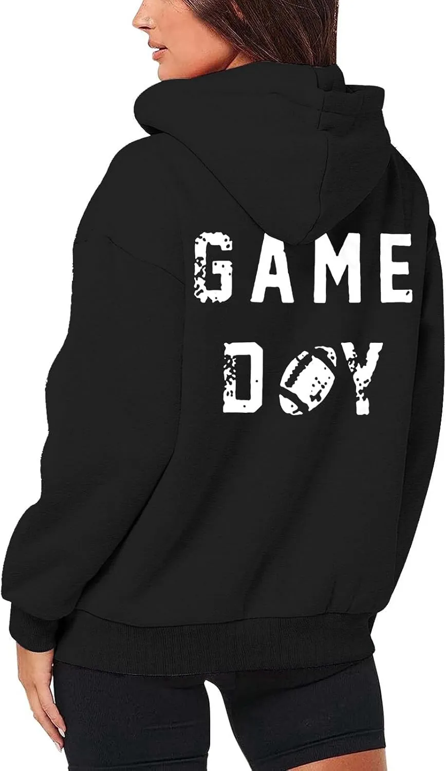 Women's Novelty Letter Print Zip Up Hoodies Hip Hop Basic Autumn Winter Oversized Baggy Drawstring Pullover with Pockets