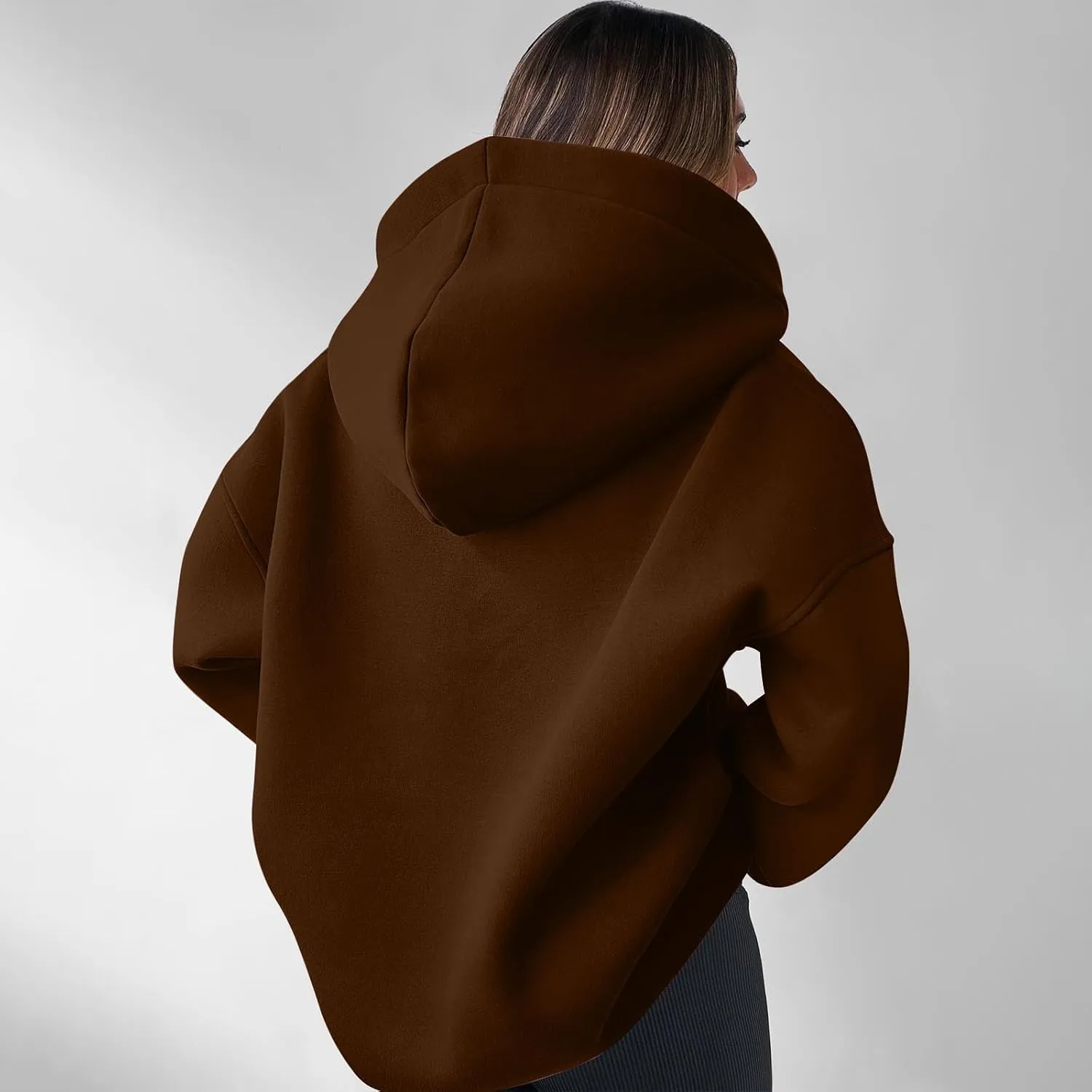 Womens Oversized Hoodies Fleece Long Sleeve Sweatshirts Lapel V Neck Casual Sweaters Pullover Fall Fashion Outfits 2024