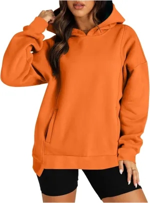Womens Oversized Hoodies Fleece Sweatshirts Casual Long Sleeve Drop Shoulder Pullover Fall Winter Outfits Y2K Tops