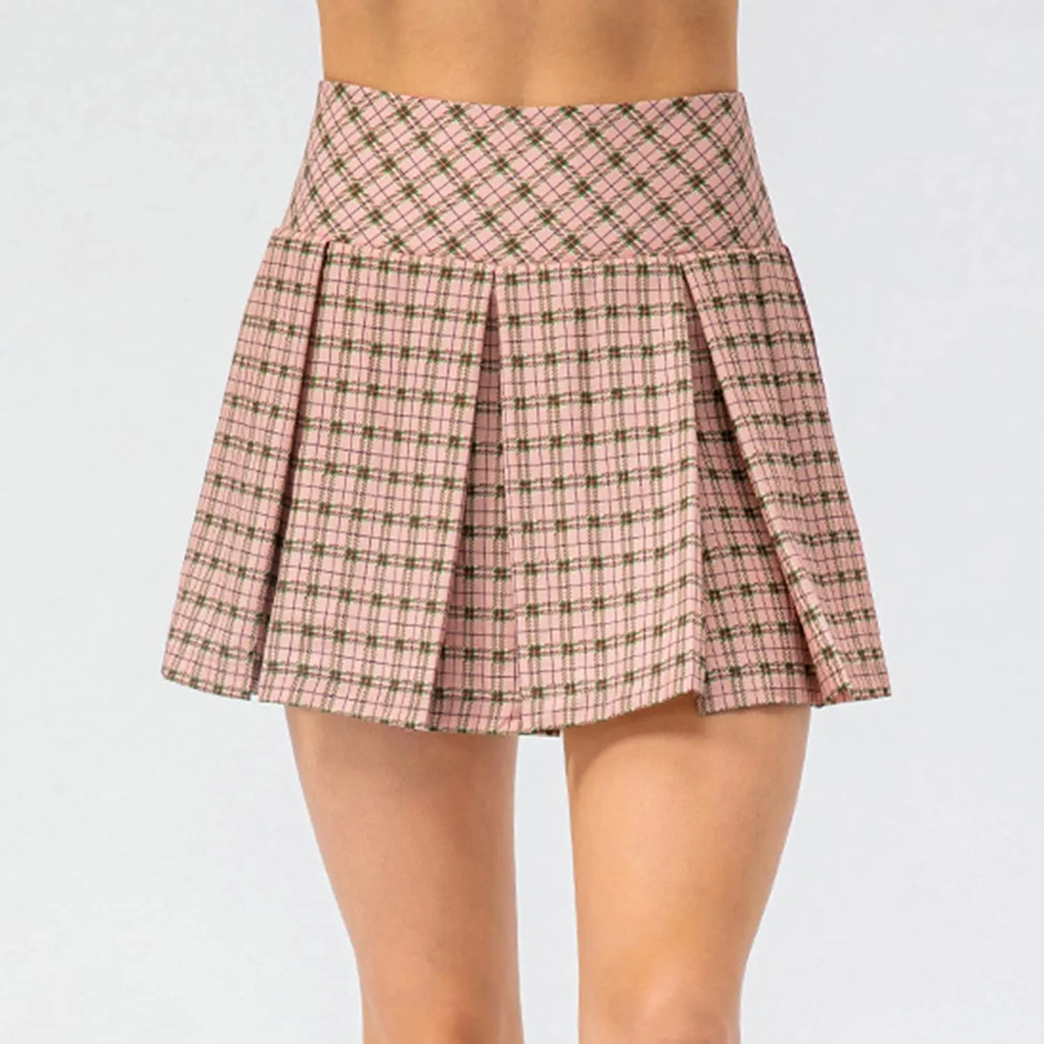 Women's Plaid Shorts Pleated High Waisted Mini Skirts Shorts Running Workout Daily Lounge Comfy Fitted Shorts