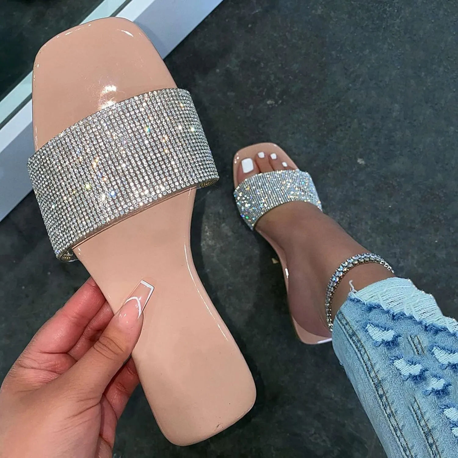 Women's Sandals Flat Sandal Womens Dressy Slide Sandals for Women Comfortable Lightweight Slingback Shoes
