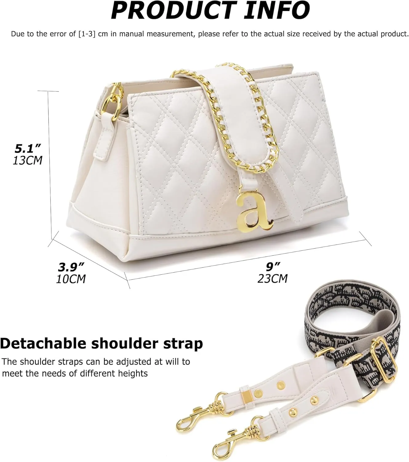 Women's Shoulder Crossbody Bag, Elegant Quilted Clutch Purse with Pearl Chain & Demovable Straps