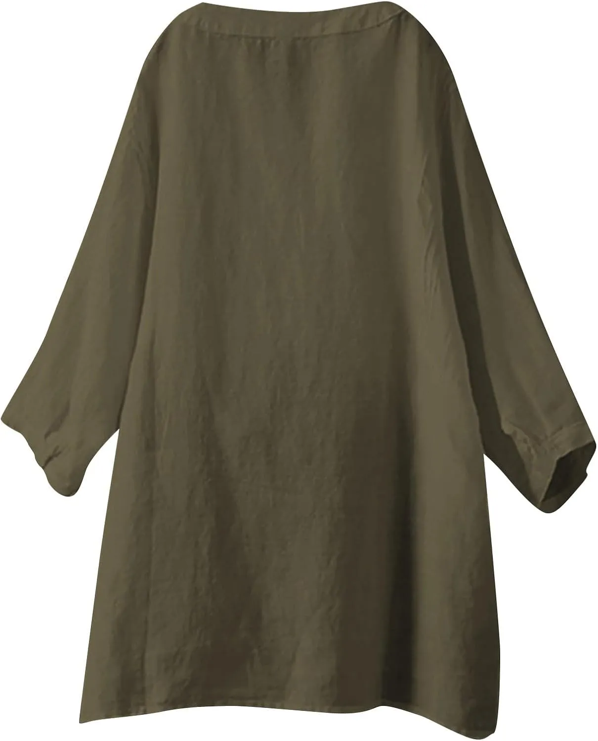 Women's Solid Henley V-Neck Linen Shirt - 2025 Lightweight Summer Beach Top, Short Sleeve Boho Button Front Casual Blouse