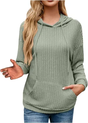 Womens Striped Oversized Hoodie Long Sleeve Fleece Drawstring Sweatshirts 2024 Casual y2k Fall Pullover Top Trendy