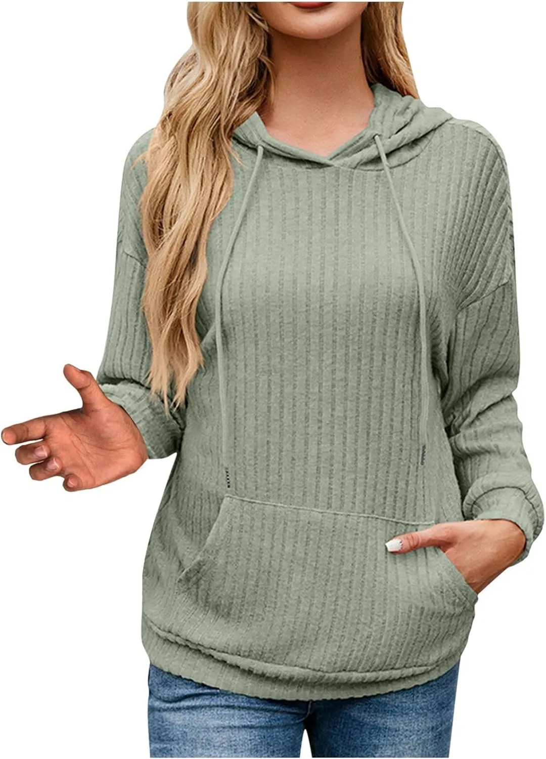 Womens Striped Oversized Hoodie Long Sleeve Fleece Drawstring Sweatshirts 2024 Casual y2k Fall Pullover Top Trendy