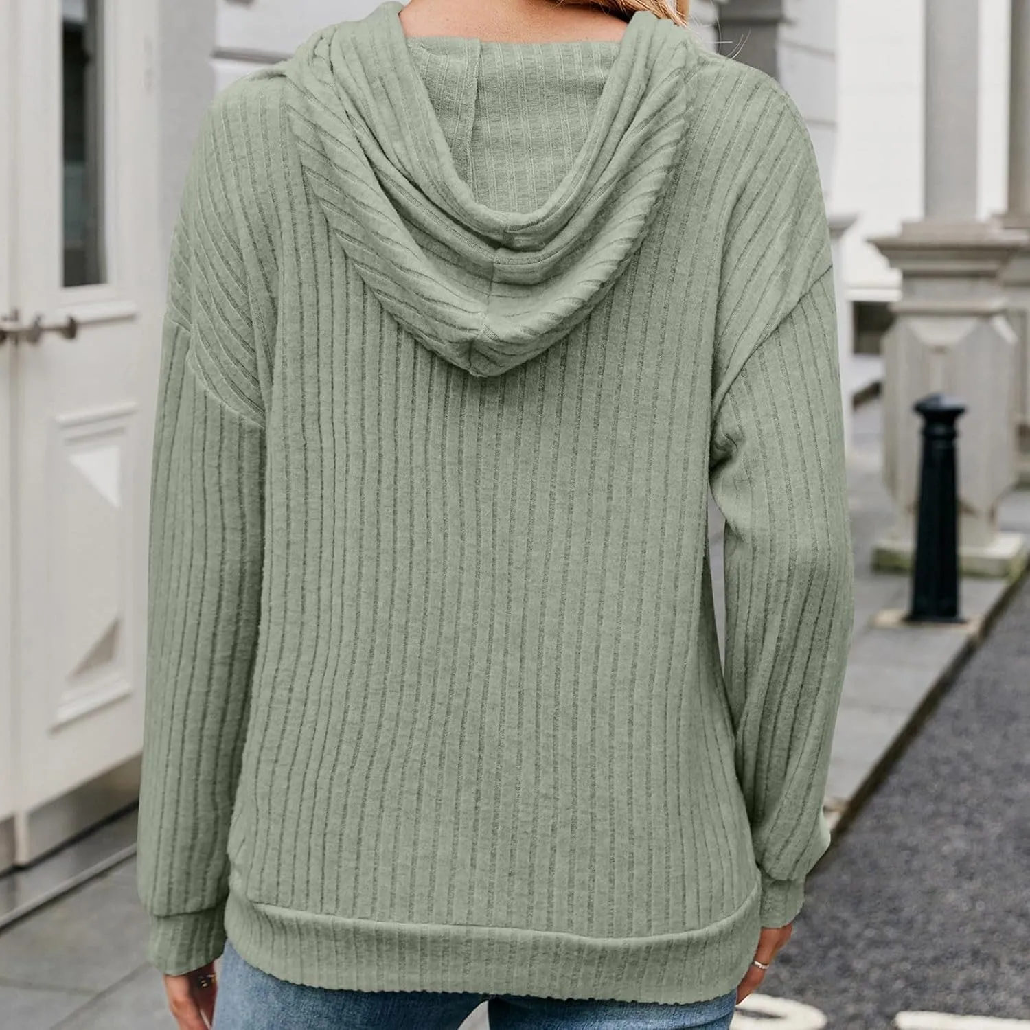 Womens Striped Oversized Hoodie Long Sleeve Fleece Drawstring Sweatshirts 2024 Casual y2k Fall Pullover Top Trendy