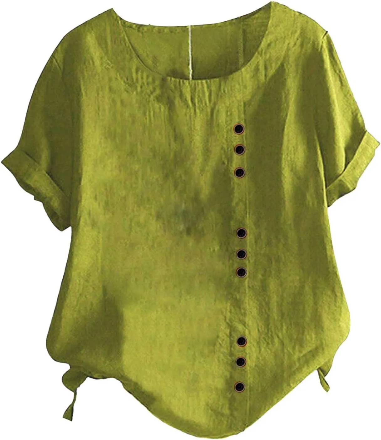 Women's Summer Embroidered T Shirts Casual Cotton Linen Blouse Short Sleeve Round Neck Tops Oversized Boho Tees