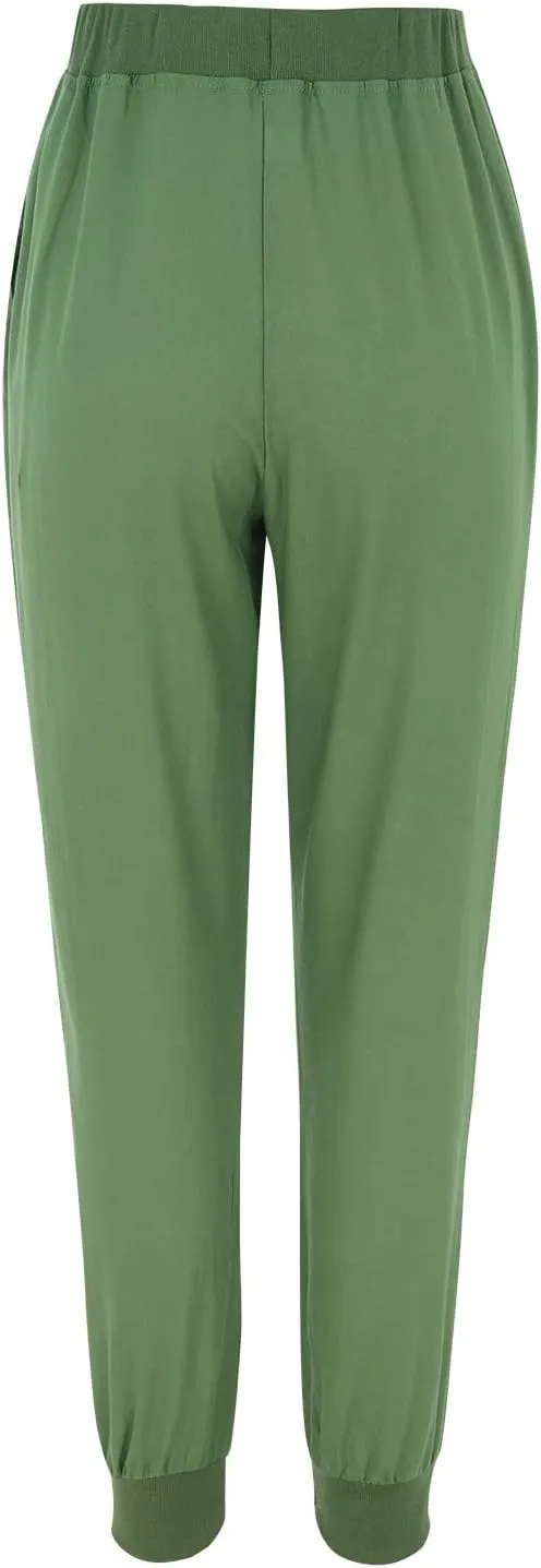 Womens Tapered Pants, Casual Linen Pants Women Drawstring Back Elastic Waist Pants Business Casual Pants Teacher Trousers