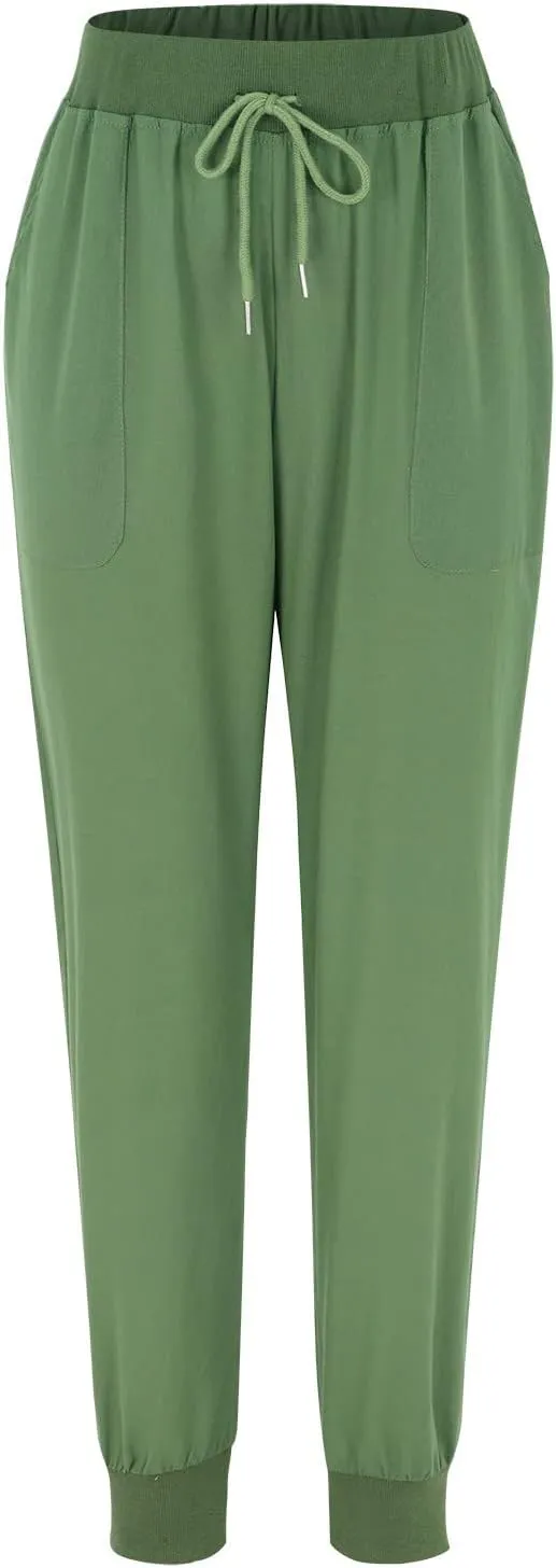 Womens Tapered Pants, Casual Linen Pants Women Drawstring Back Elastic Waist Pants Business Casual Pants Teacher Trousers