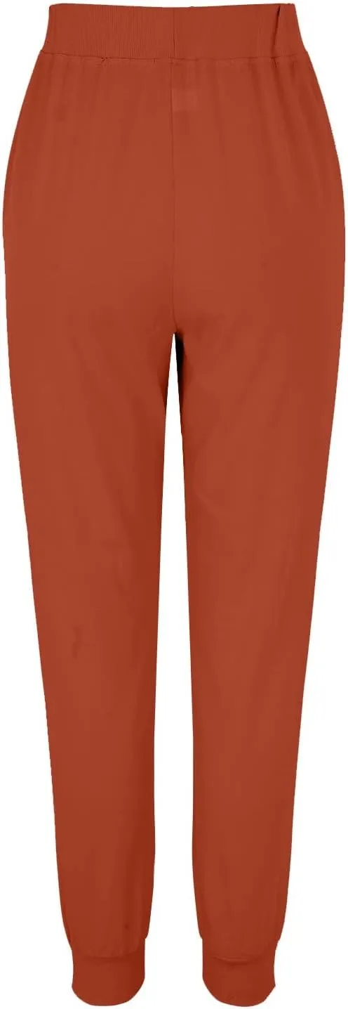 Womens Tapered Pants, Casual Linen Pants Women Drawstring Back Elastic Waist Pants Business Casual Pants Teacher Trousers