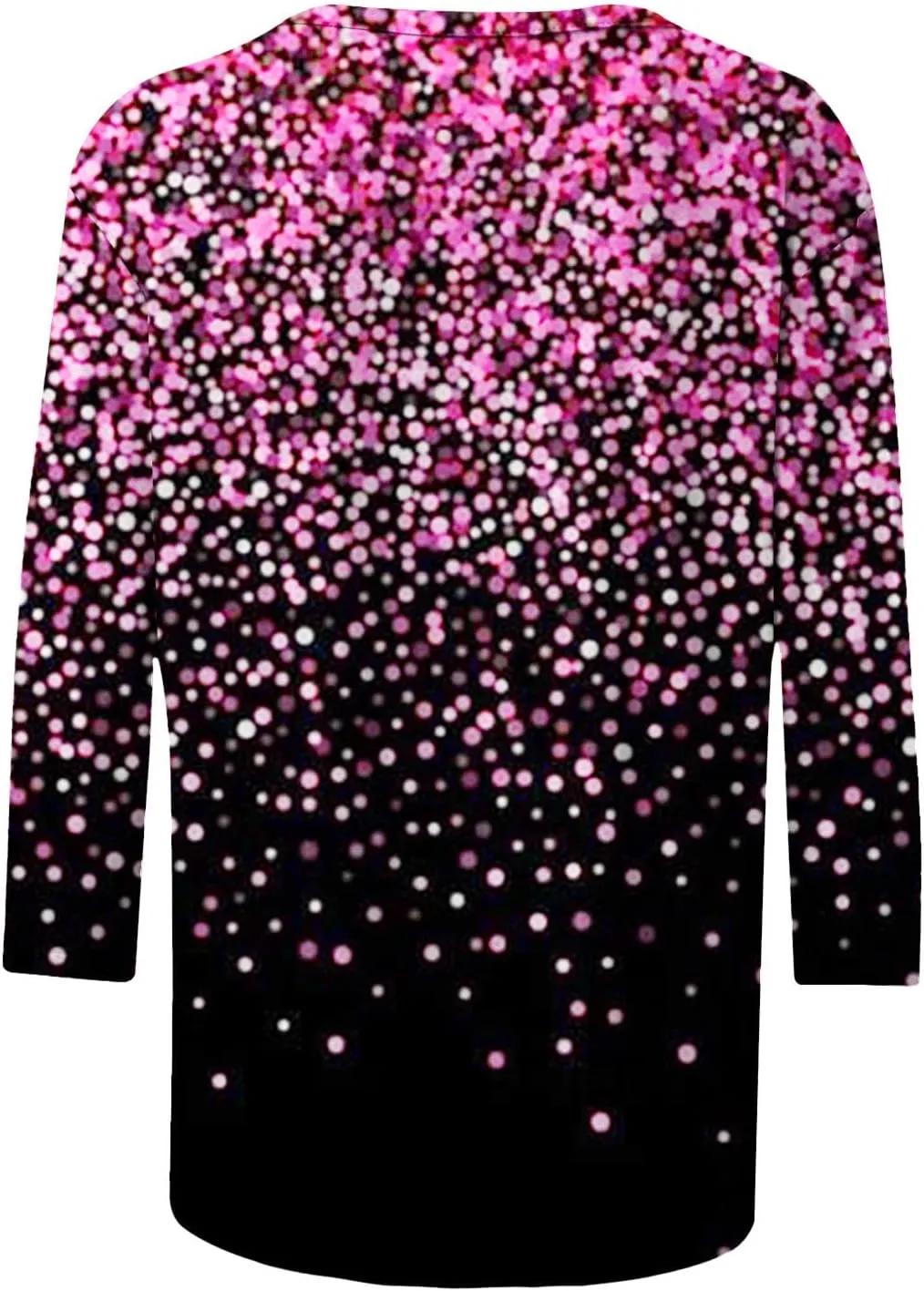 Womens Tops Dressy Casual 3/4 Sleeve Round Neck Shirt Funny False Sequin Print Loose Blouse Spring Summer Fashion Top
