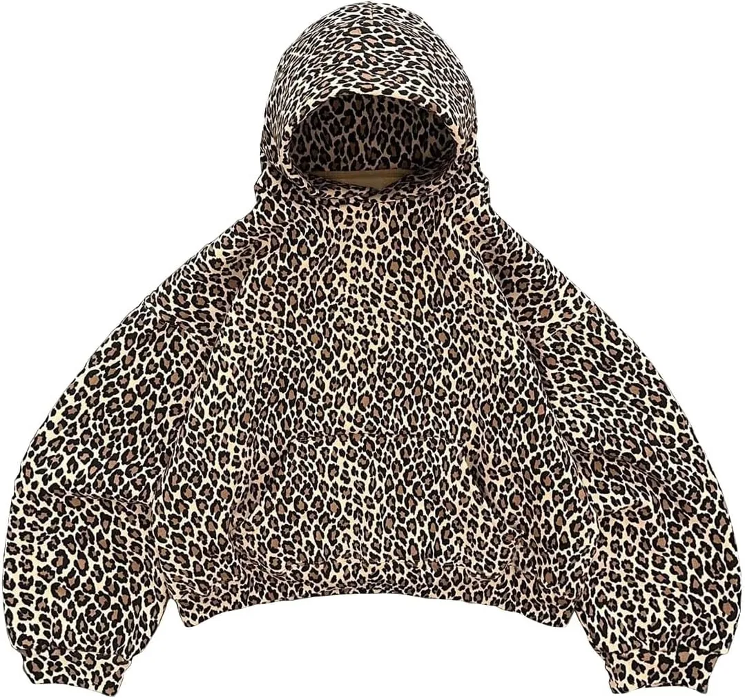 Womens Y2k Oversized Graphic Leopard Cheetah Print Hoodie Pullover Sweatshirt Casual Hoodies Trendy Streetwear