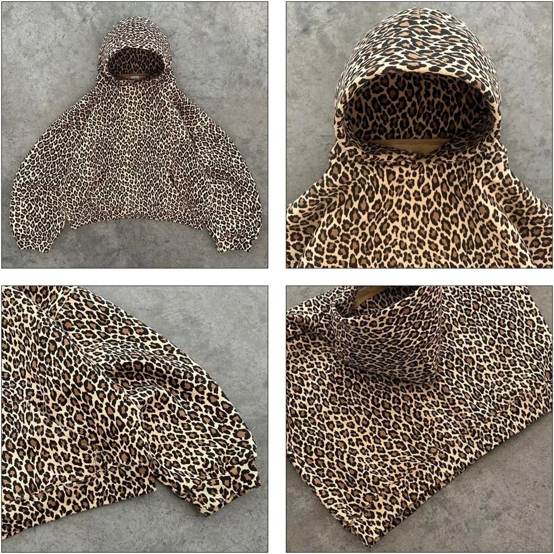 Womens Y2k Oversized Graphic Leopard Cheetah Print Hoodie Pullover Sweatshirt Casual Hoodies Trendy Streetwear