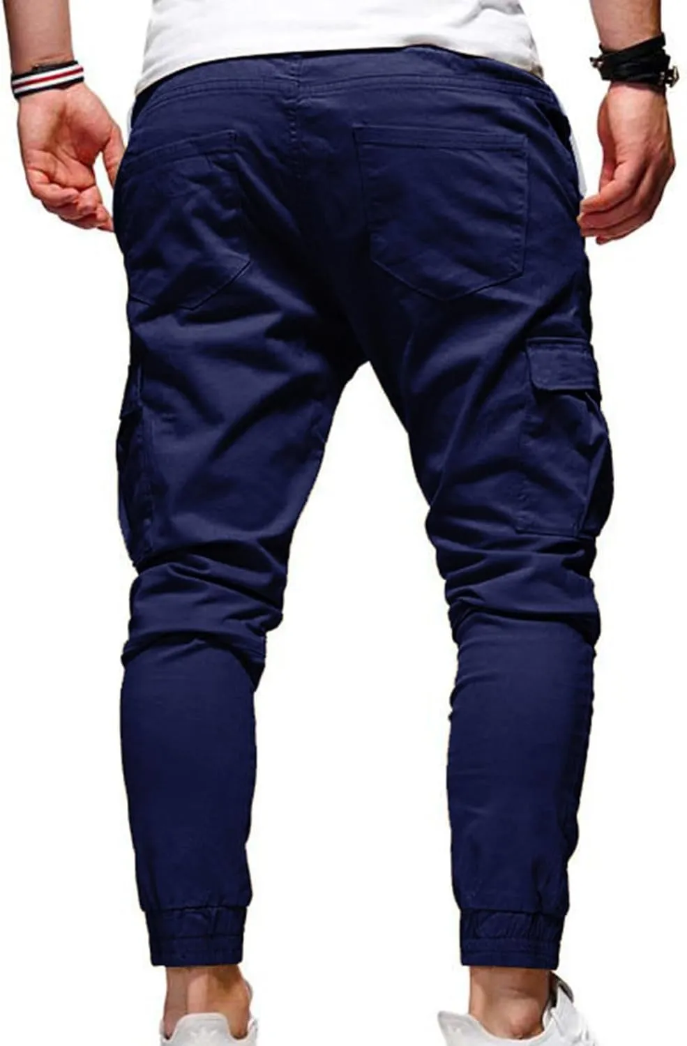 Work Pants Men Hiking Cargo Pants Joggers Slim Fit Stretch Lightweight Casual Pants with Pockets Drawstring Waist