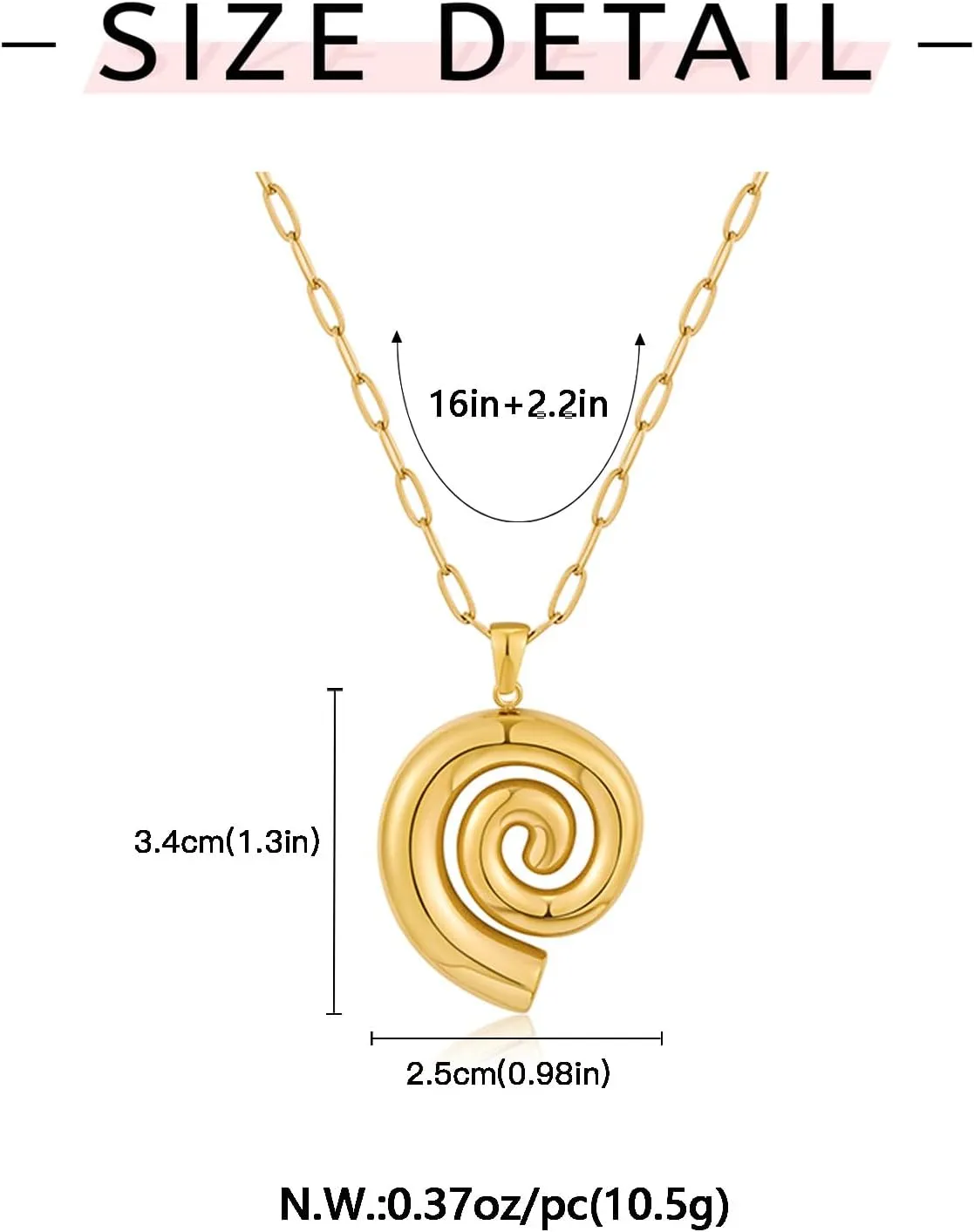 WOWORAMA Gold Necklace for Women Boho Spiral Conch Shell Necklace Starfish Necklace Vintage Ocean Sea Shell Choker Pendant Necklace Adjustable Summer Beach Jewelry