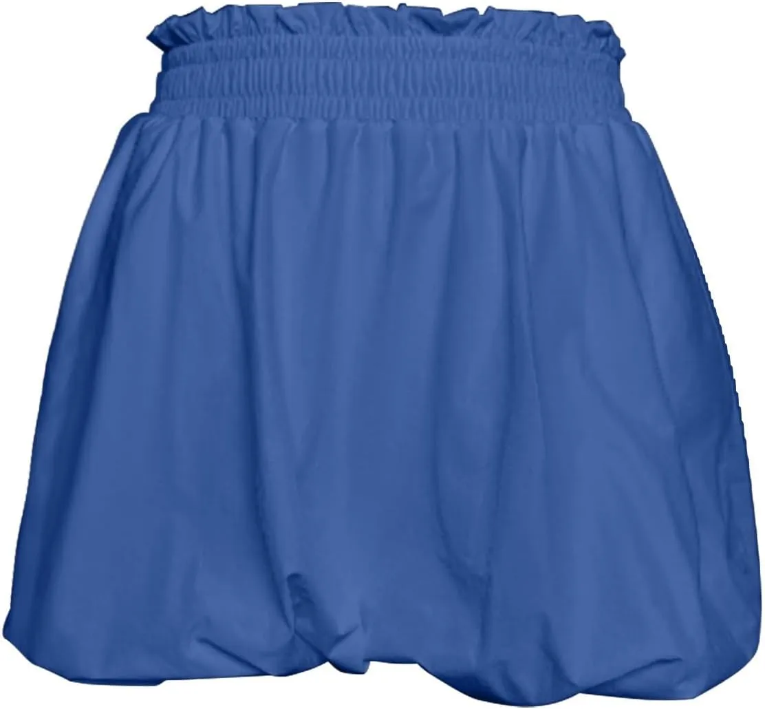 XOWRTE Summer Boho Shorts for Women Ruffled High Waisted Skorts with Pockets Puff Bubble Mini Skirts Going Out Cute Shorts