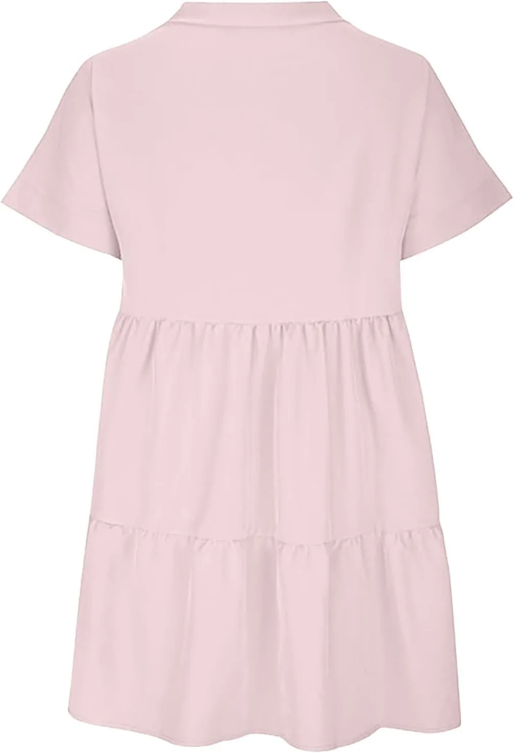 XOWRTE Womens Summer Dress V Neck Short Sleeve Ruffle Hem Tiered Flowy Swing Midi Dresses 2025 Trendy Smock Beach Sundress