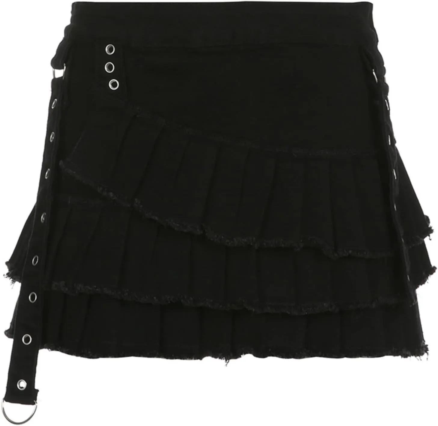 Y2K Pleated Skirt High Waisted A Line Mini Skirt Vintage Streetwear Ruffle Skater Grunge Jean Skirts