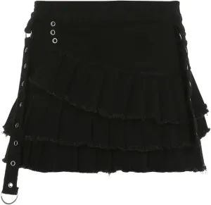 Y2K Pleated Skirt High Waisted A Line Mini Skirt Vintage Streetwear Ruffle Skater Grunge Jean Skirts